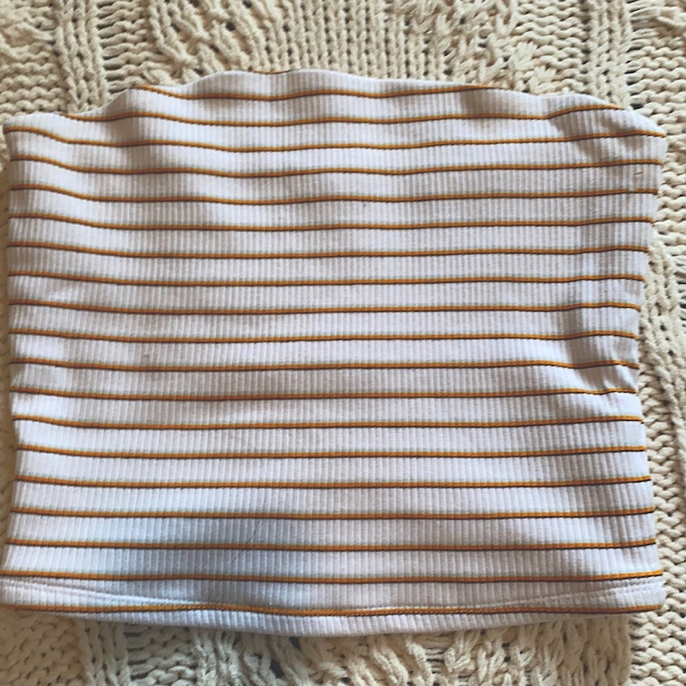 orange and blue striped tube top